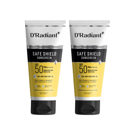 Twin Pack Sunscreen SPF 50 PA++++ | Broad Spectrum UVA, UVB, Blue Light, Infrared Protection | Modern Uv Filters | Lightweight, Brightening Effect | Dermatologically & Clinically Tested (50ml)