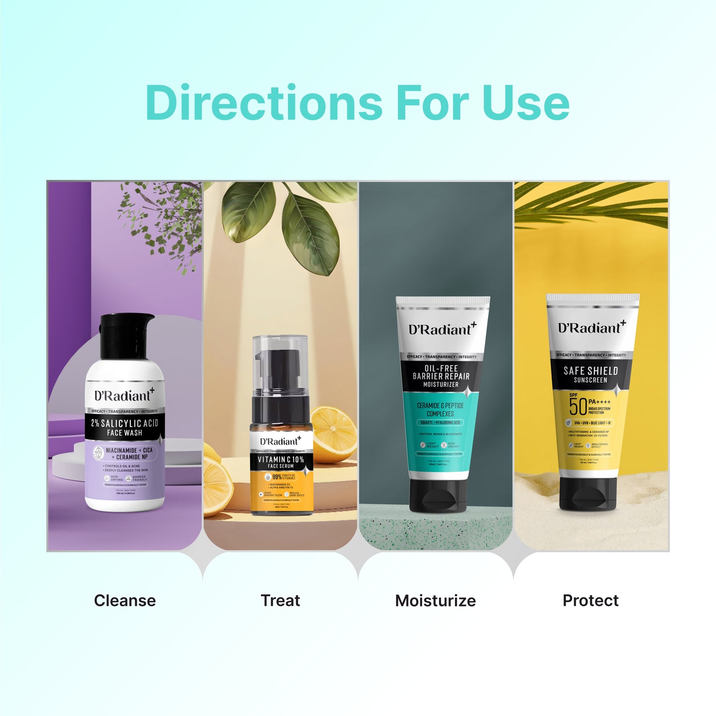 D’Radiant+ Oil-Free Moisturizer for Oily & Sensitive Skin | Barrier Repair with Ceramides, Peptides & Hyaluronic Acid | Lightweight, Non-Greasy | Dermatologically & Clinically Tested (50ml)