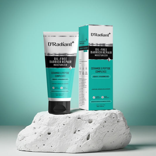 D’Radiant+ Oil-Free Moisturizer for Oily & Sensitive Skin | Barrier Repair with Ceramides, Peptides & Hyaluronic Acid | Lightweight, Non-Greasy | Dermatologically & Clinically Tested (50ml)