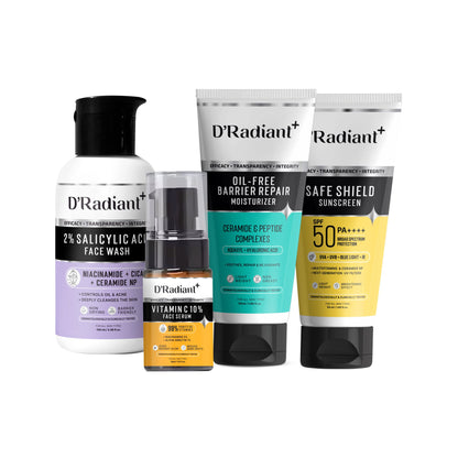 All in One combo-Face Wash (100ml) - Face Serum (30ml) - Moisturizer (50ml) - Sunscreen (50ml)