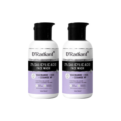 Twin Pack Facewash | Anti Acne Cleanser with Niacinamide, Cica & Ceramide NP | Oil Control, Deep Pore Cleansing Without Over Drying | Dermatologically & Clinically Tested (100ml)