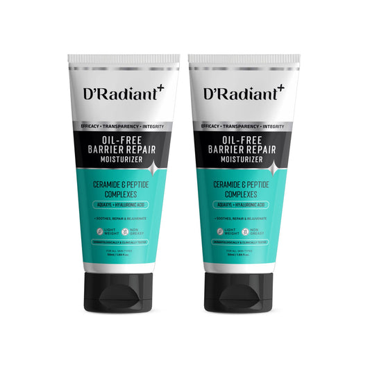 Twin Pack Moisturizer for Oily & Sensitive Skin | Barrier Repair with Ceramides, Peptides & Hyaluronic Acid | Lightweight, Non-Greasy | Dermatologically & Clinically Tested (50ml)
