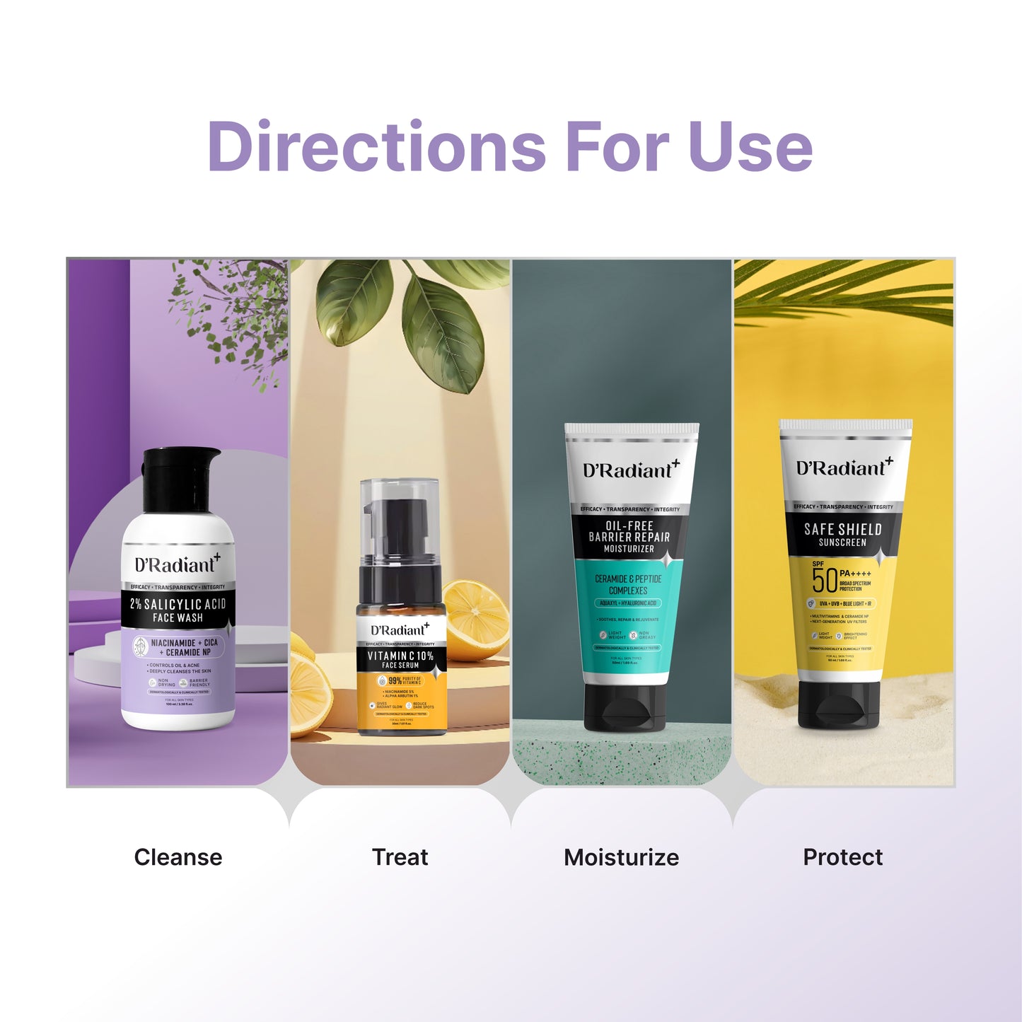 D’Radiant+ 2% Salicylic Acid Face Wash | Anti Acne Cleanser with Niacinamide, Cica & Ceramide NP | Oil Control, Deep Pore Cleansing Without Over Drying | Dermatologically & Clinically Tested (100ml)