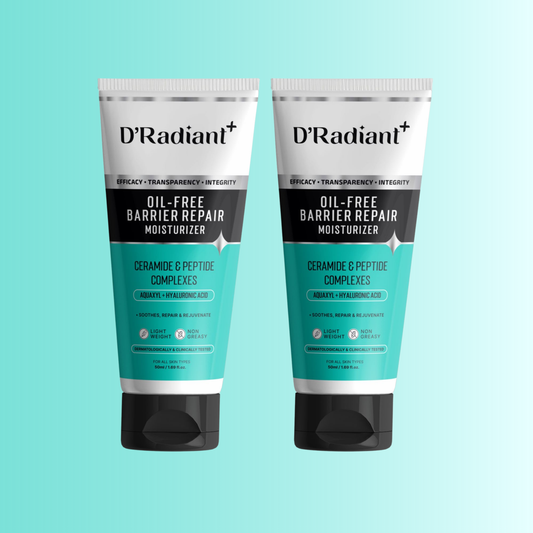 Twin Pack Moisturizer for Oily & Sensitive Skin | Barrier Repair with Ceramides, Peptides & Hyaluronic Acid | Lightweight, Non-Greasy | Dermatologically & Clinically Tested (50ml)