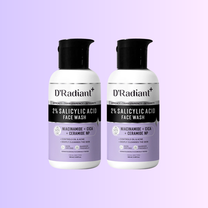 Twin Pack Facewash | Anti Acne Cleanser with Niacinamide, Cica & Ceramide NP | Oil Control, Deep Pore Cleansing Without Over Drying | Dermatologically & Clinically Tested (100ml)